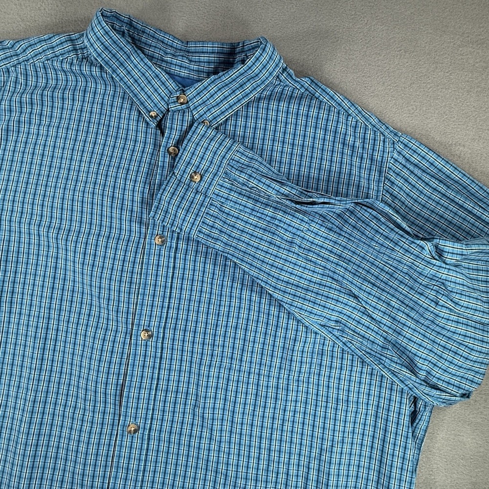 KING SIZE Men's Button Up Long Sleeve Shirt 4XLT 4XL Tall Blue Plaid